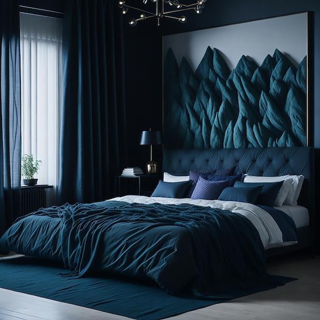 Dark modern and artsy bedroom