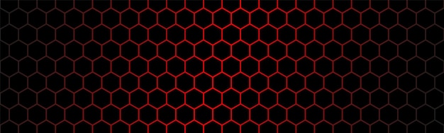 Photo dark modern technology header with red hexagon mesh abstract metal geometric texture banner simple vector background