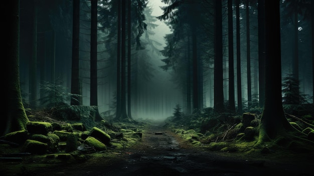 Dark mysterious forest photo