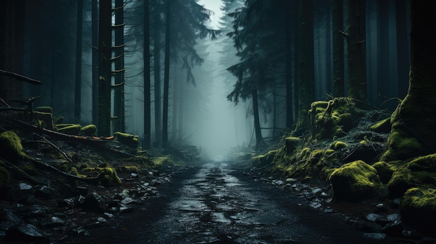 Dark mysterious forest photo