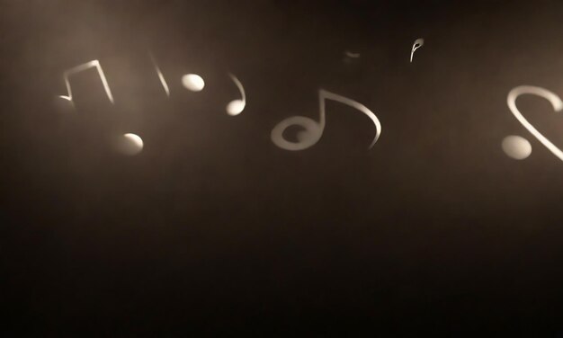 Photo dark and mysterious music background cascade of silvertinged notes