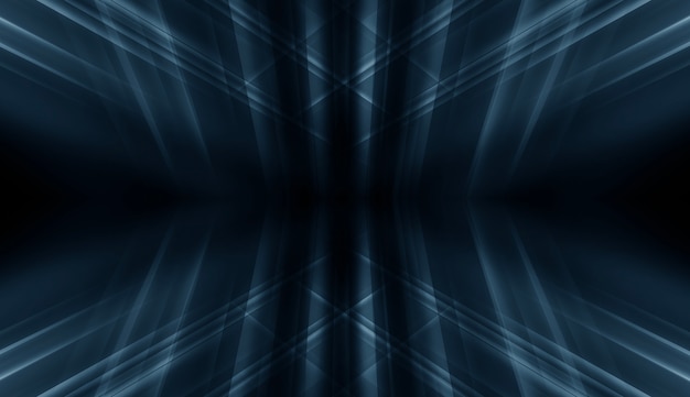 Dark night blue background with neon. Rays and lines of an abstract scene.