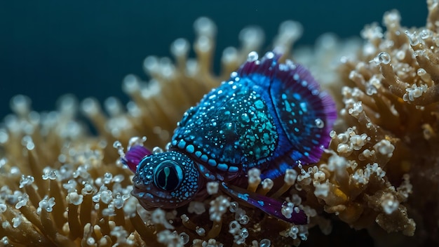 The dark ocean depths reveal a captivating fish with an enchanting and graceful luminescence