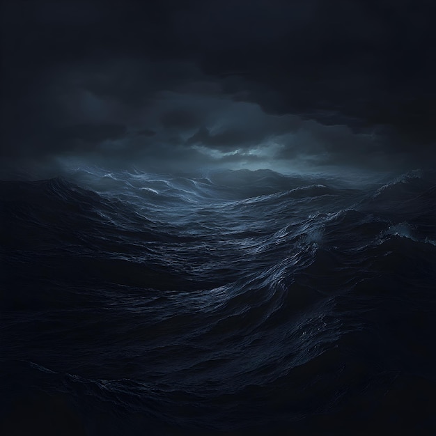 Photo a dark ocean with a wave in the middle of it