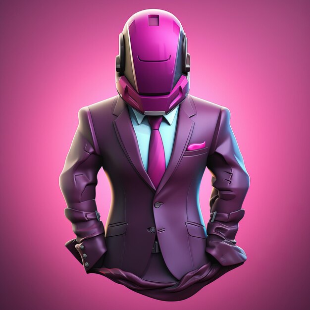 Photo dark pink android wearing suit and carrying helmet hyperrealistic illustrations