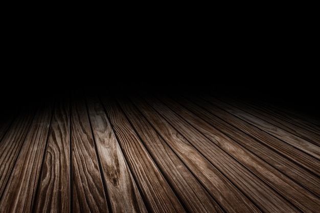 Dark Plank old wood floor texture perspective background for display or montage of product