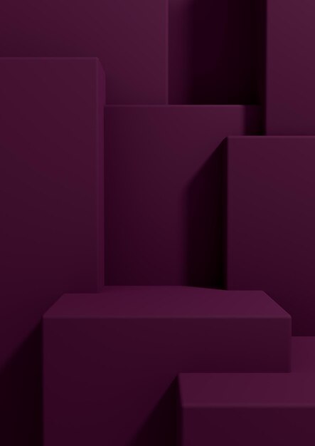 Dark purple 3D product display podium luxury simple minimal abstract geometry photography background