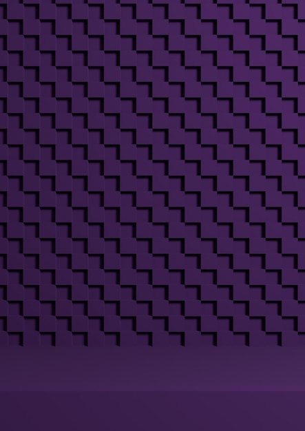 Dark purple 3D simple minimal product display background side view on checkered crisscross pattern