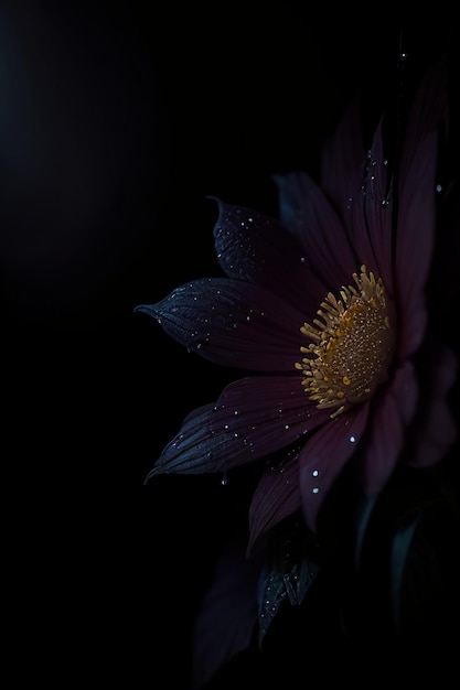 Photo a dark purple flower with a yellow center and a white star on the center.