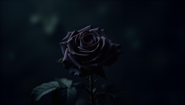 Photo a dark purple rose with the dark background