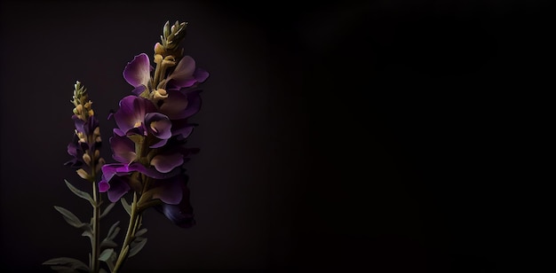 Dark purple snapdragon in black background