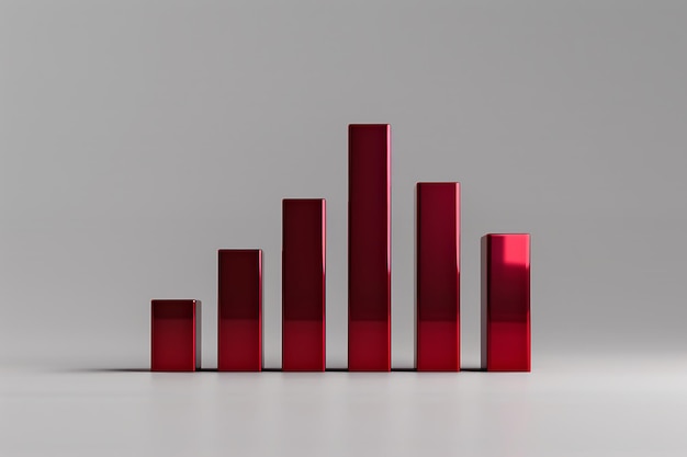 Dark red bar graph on a light grey background minimalist and bold