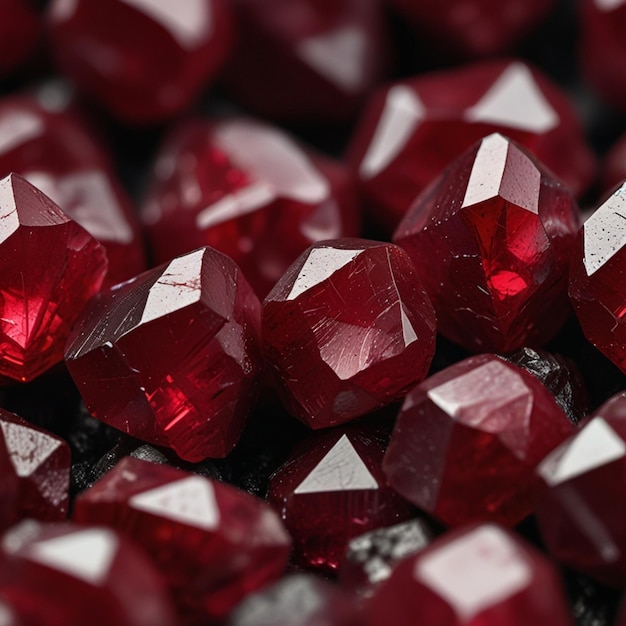 Photo dark red garnet cutting beautiful stones background