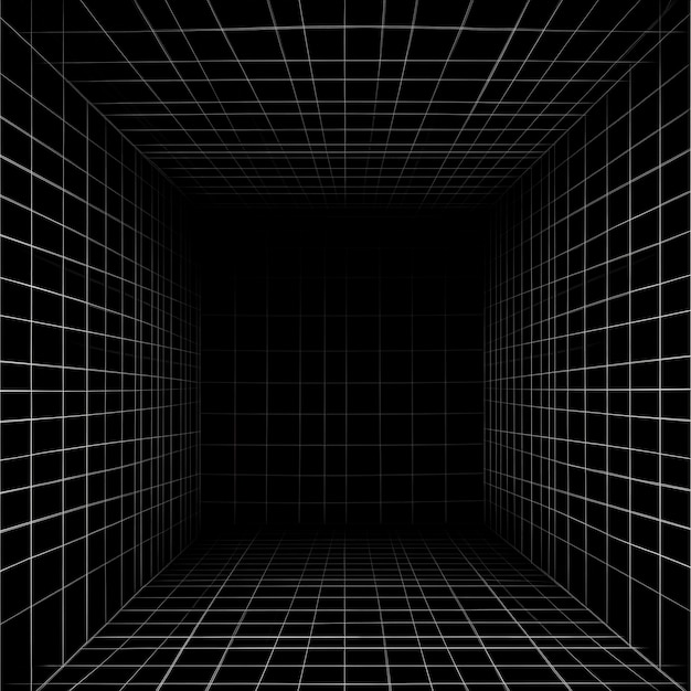 Photo a dark room with a black and white grid pattern