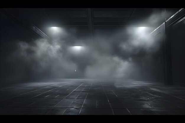 dark room with light and smoke mist or fog in the style of minimalist background AI generate