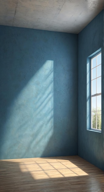 Photo a dark room with a window that has the sun shining on the wall