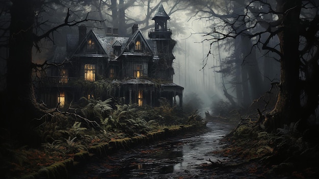 Dark and scary haunted house