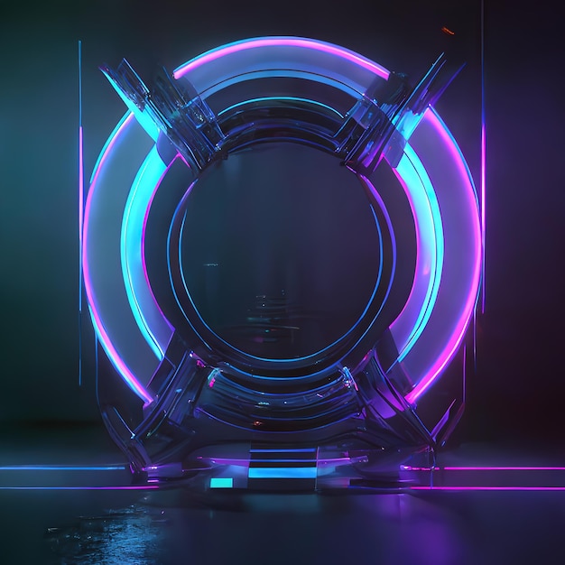 Dark scene with neon light Modern futuristic neon abstract background Reflection 3d illustration