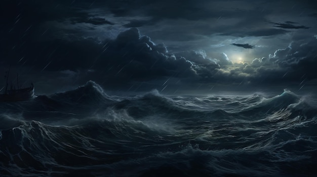 Dark sea stormy background