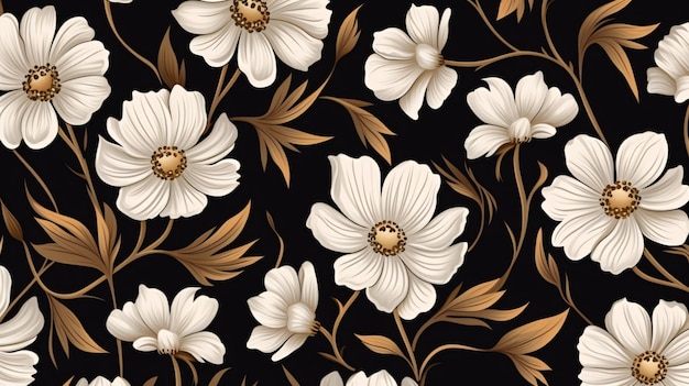 Dark seamless floral pattern