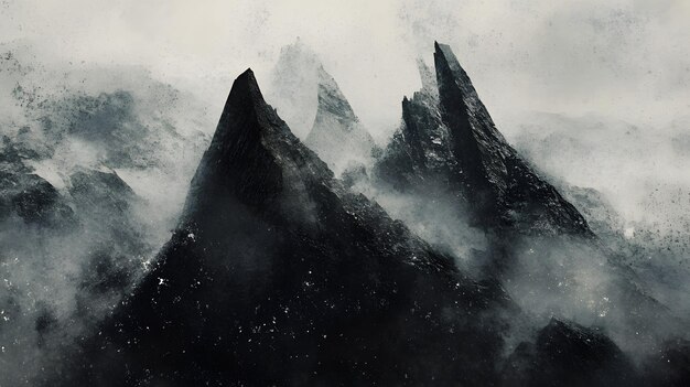 Photo dark sharp mountain peaks in a stormy sky