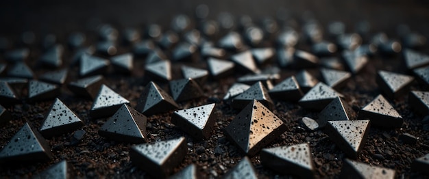 Photo dark sharp triangleshaped pieces of metal scattered on the ground