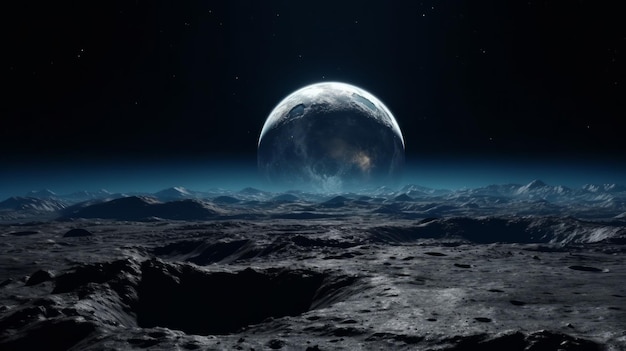 Dark side of Pluto view from the moon Charon Generative ai