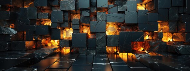 Dark Silver Black and Amber Technological Wallpaper