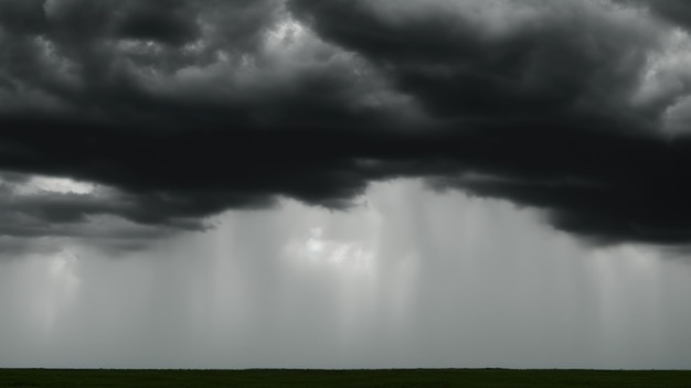 The dark sky had clouds gathered to the left and a strong storm before it rained