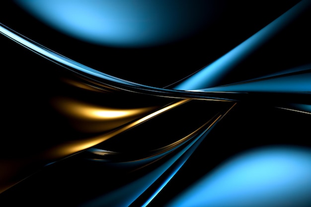 Dark smooth beautiful background with gold Fluid curls and flowing lines AI generation