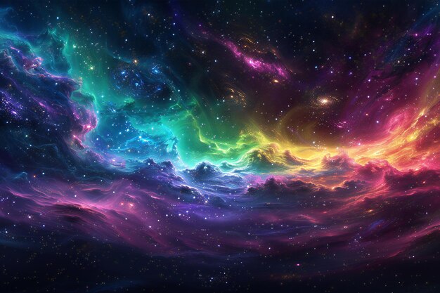 A dark space background with stars and nebulae creating an ethereal atmosphere the galaxy is fille