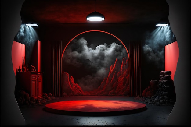 The dark stage shows creative digital illustration painting abstract background