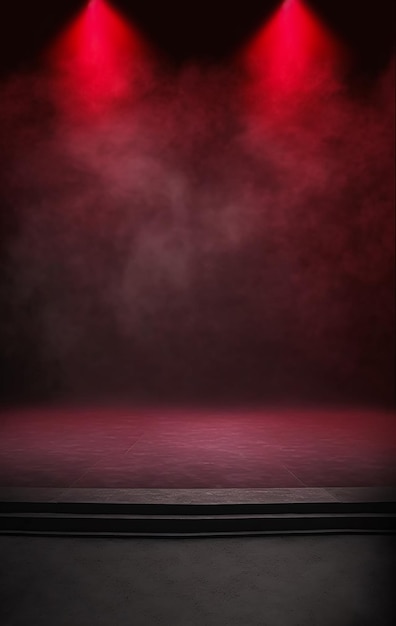 The dark stage shows. dark red background. AI Generated