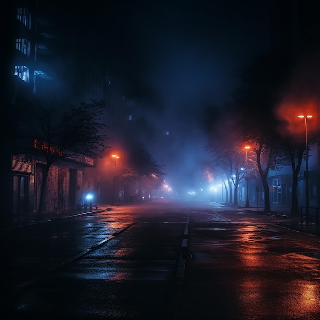 a dark street with a sign that says ln on it