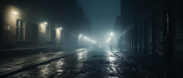 A dark street with a street light and a sign that says'night '