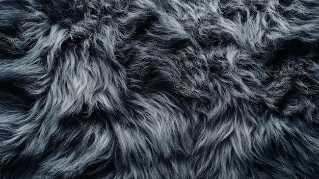 Photo dark textured fur closeup showcasing soft wavy strands in natural lighting