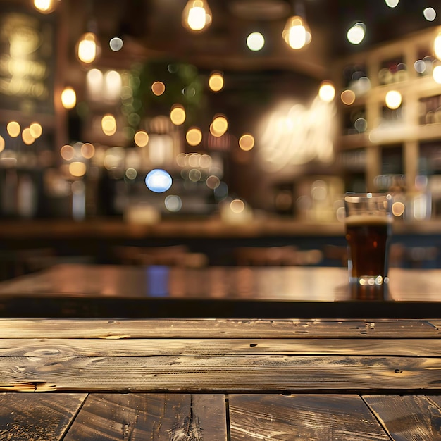 Dark Tone Walnut Texture on Wood Table Amidst Cafe Coffee Shop Ambiance