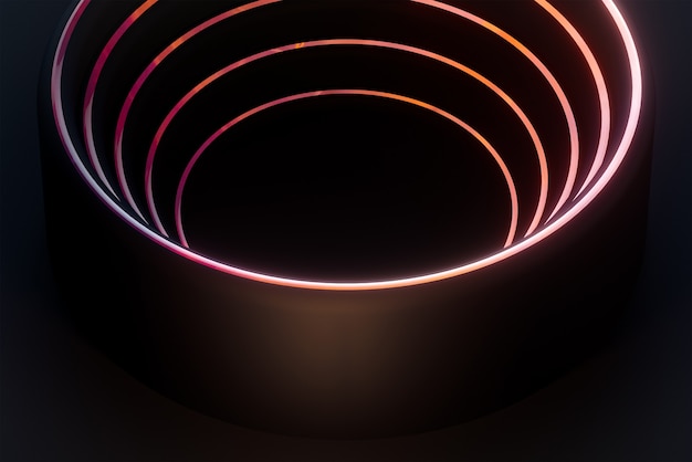 dark wave circle and gradient light glowing abstract geometric pattern wallpaper 3d rendering