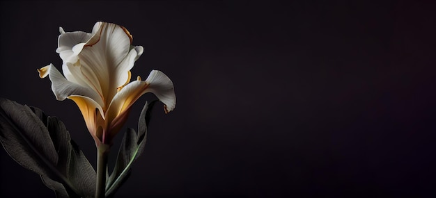 dark white canna flower in black background