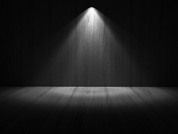 Photo dark wood background with spot light