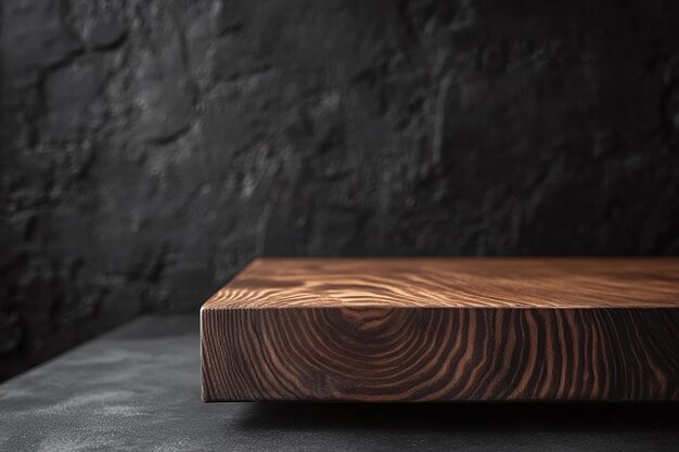 Photo dark wood plank table with subtle lighting elegant background for product display