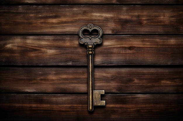 A dark wood wall with a key in the middle