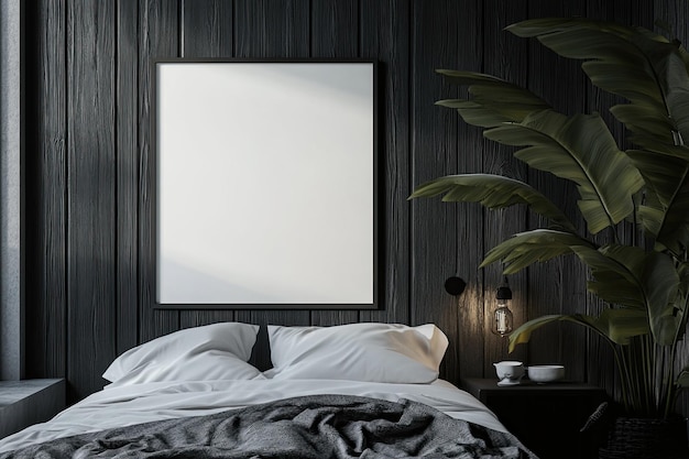 Photo dark wooden bedroom poster side