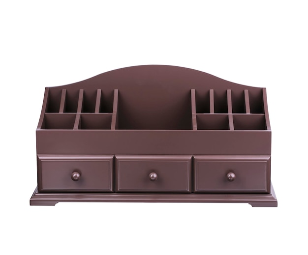 Dark wooden casket with shelves A small cabinet for cosmetics