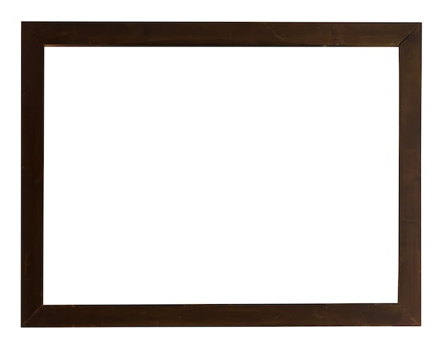 Dark wooden frame for picture isolated on white background