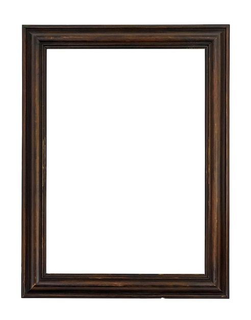 Dark wooden picture frame on white backround