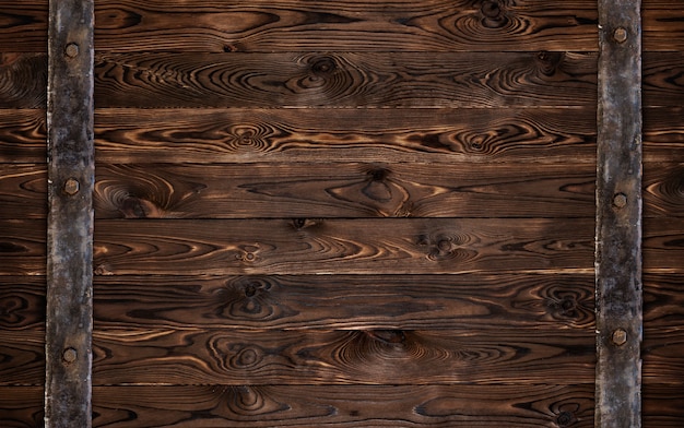 Dark wooden texture with old metal elements