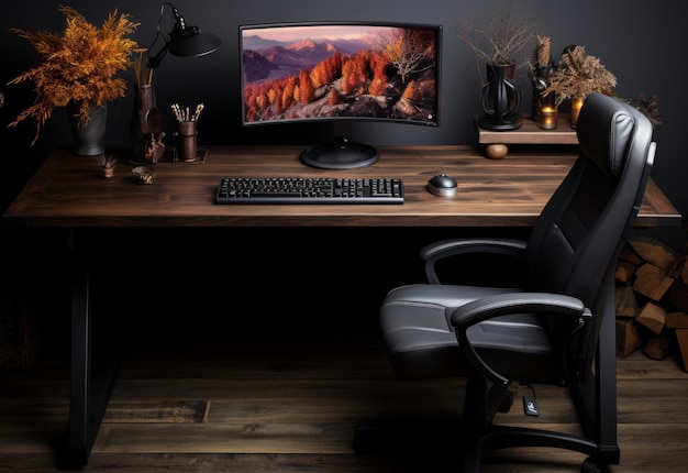 Dark_working_table_with_computer_keyboard_top_view