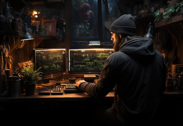 Dark_working_table_with_computer_keyboard_top_view