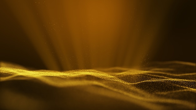 Dark Yellow Gold abstract animation background with moving and flicker particles form.
